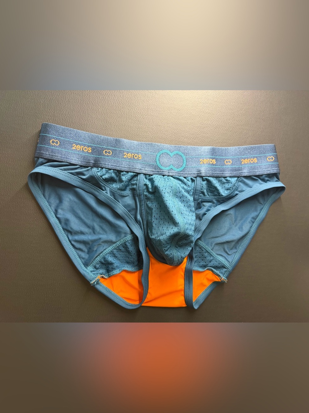 2eros Athletic Briefs Medium Teal and Orange